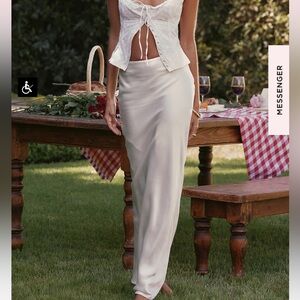 house of CB SYDEL white satin bias cut maxi skirt